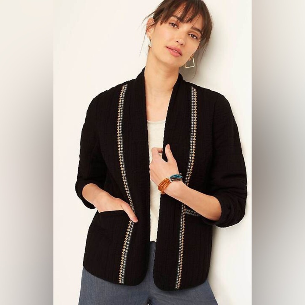 Pure Jill x J.Jill Seersucker Quilted Barn Coat Jacket XL